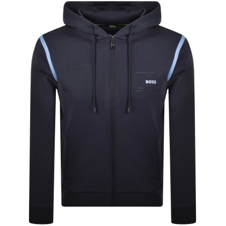 スウェット・トレーナー BOSS Soody 1 Logo-raised Drawstring Hoodie Navy BOSS Men's Soody 1 Navy Blue Rubberized Logo Hoodie